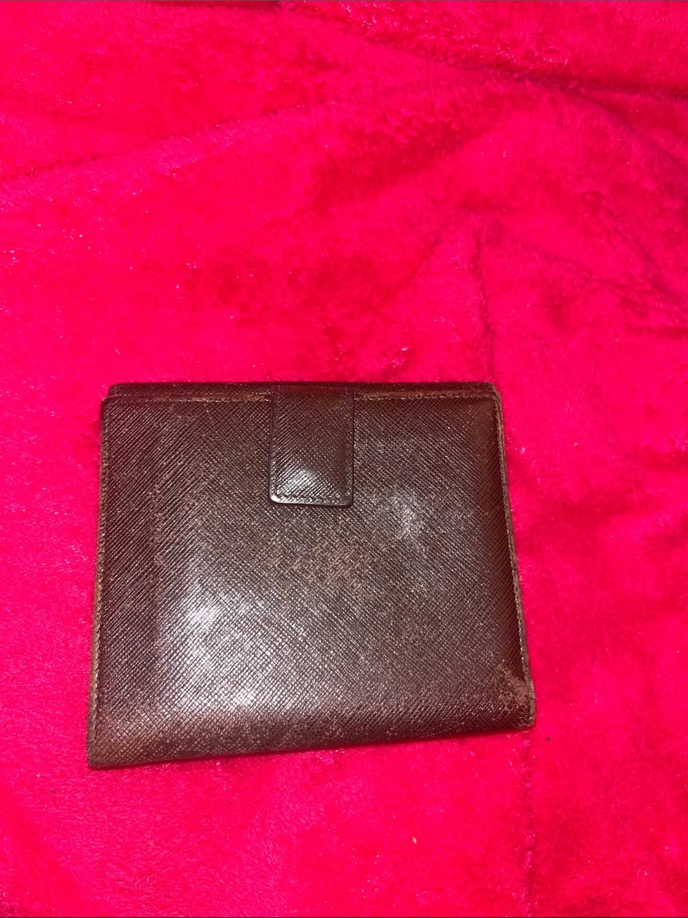 Brown Leather Ferragamo Wallet with Silver Hardware